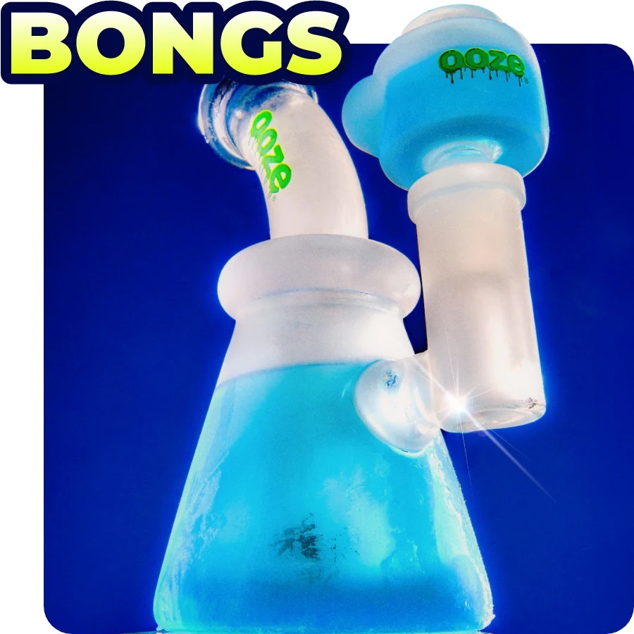 Blue glycerin-filled freezable glistering glass Ooze bong